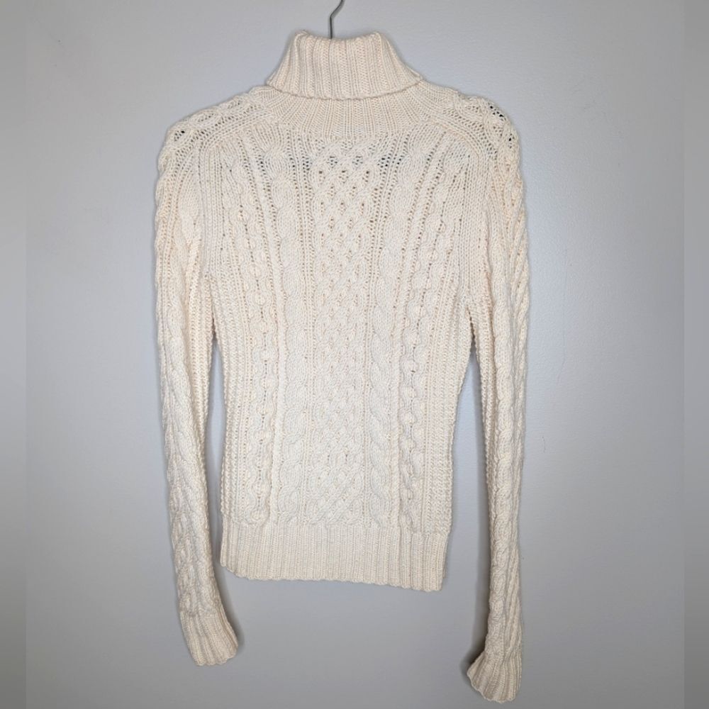 J.Crew Handknit Vintage Fisherman Turtleneck 100% Wool sz S